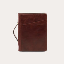 Load image into Gallery viewer, Tuscany Leather Brown Leather A4 Portfolio with Handle
