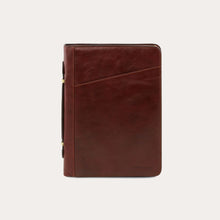 Load image into Gallery viewer, Tuscany Leather Brown Leather A4 Portfolio with Handle
