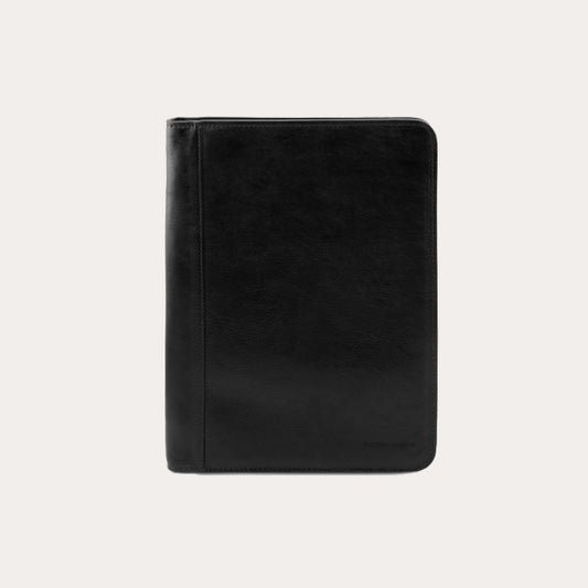 Tuscany Leather Black Leather Zipped A4 Folio