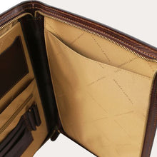 Load image into Gallery viewer, Tuscany Leather Brown Leather Zipped A4 Folio
