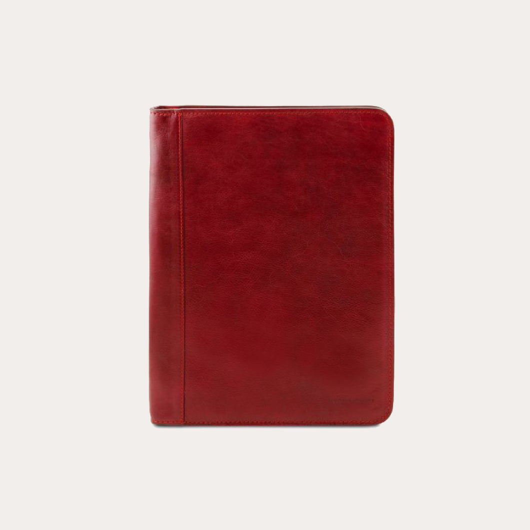 Tuscany Leather Red Leather Zipped A4 Folio
