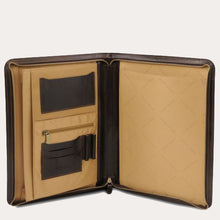 Load image into Gallery viewer, Tuscany Leather Black Leather Zipped A4 Folio with Handle

