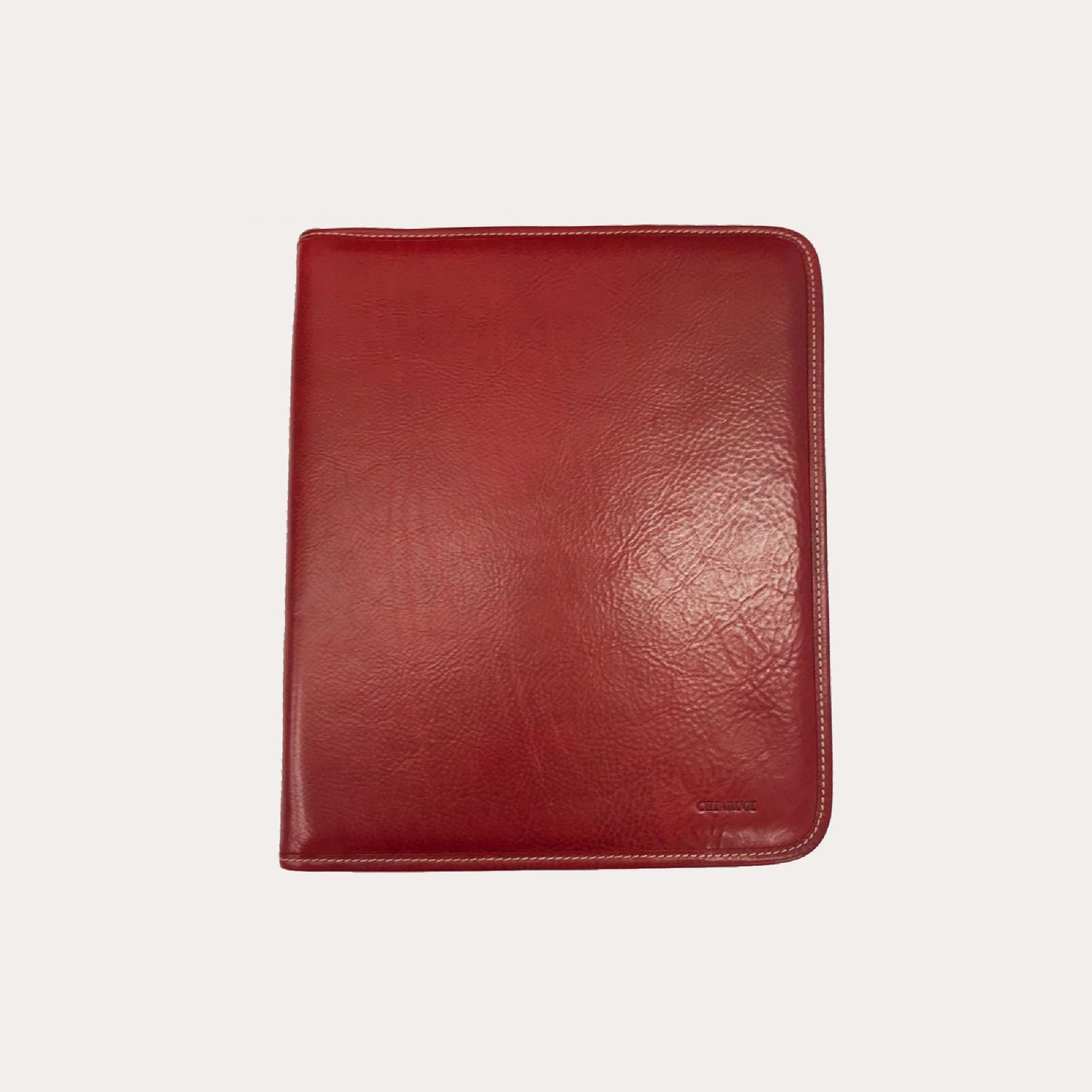 Chiarugi Red Leather Zipped A4 Folio