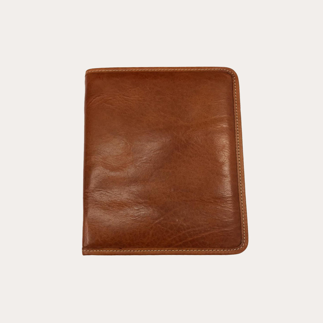 Chiarugi Cognac Leather A5 Zipped Folio