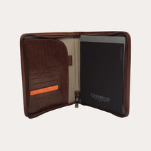 Load image into Gallery viewer, Chiarugi Brown Leather A5 Zipped Folio
