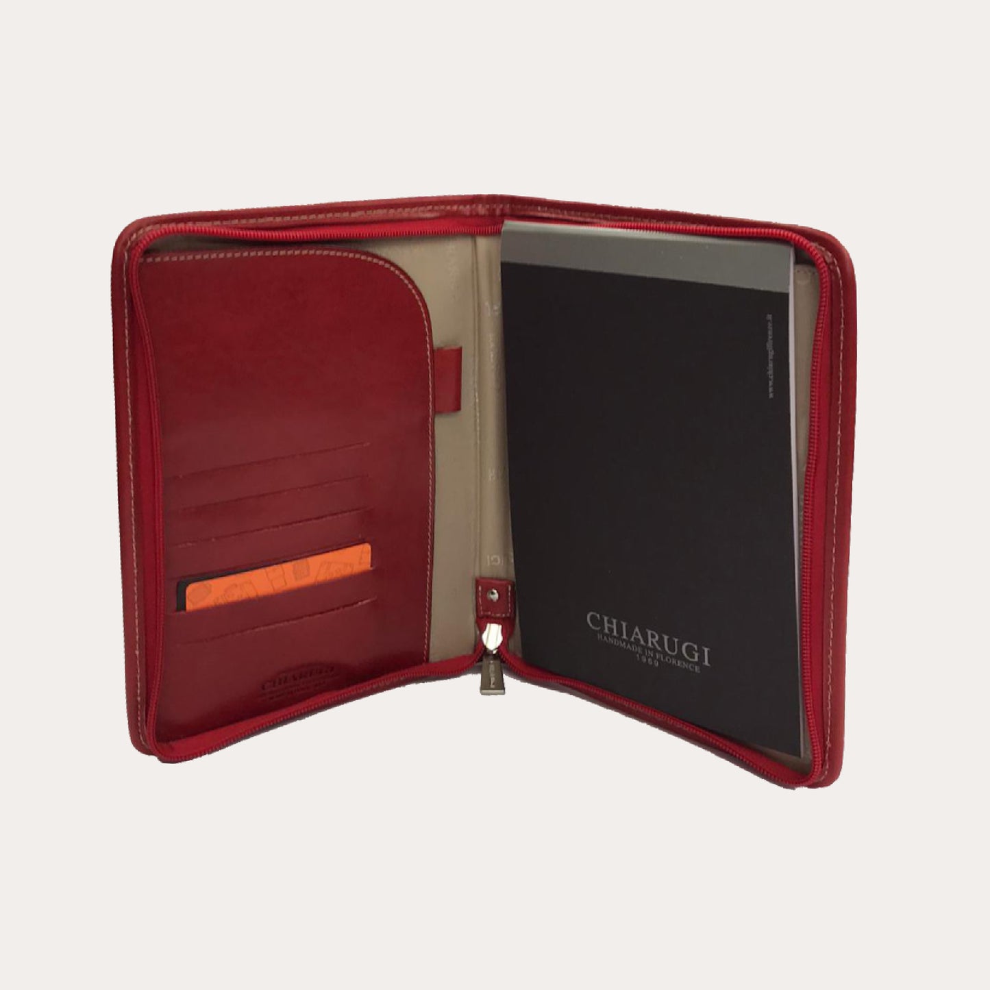 Chiarugi Red Leather A5 Zipped Folio