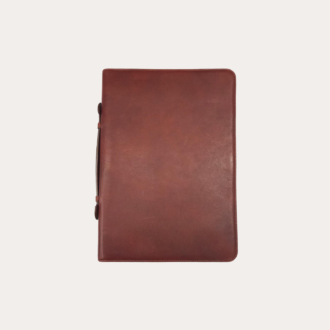 Vacchetta Maroon Leather A4 Folio with Handle