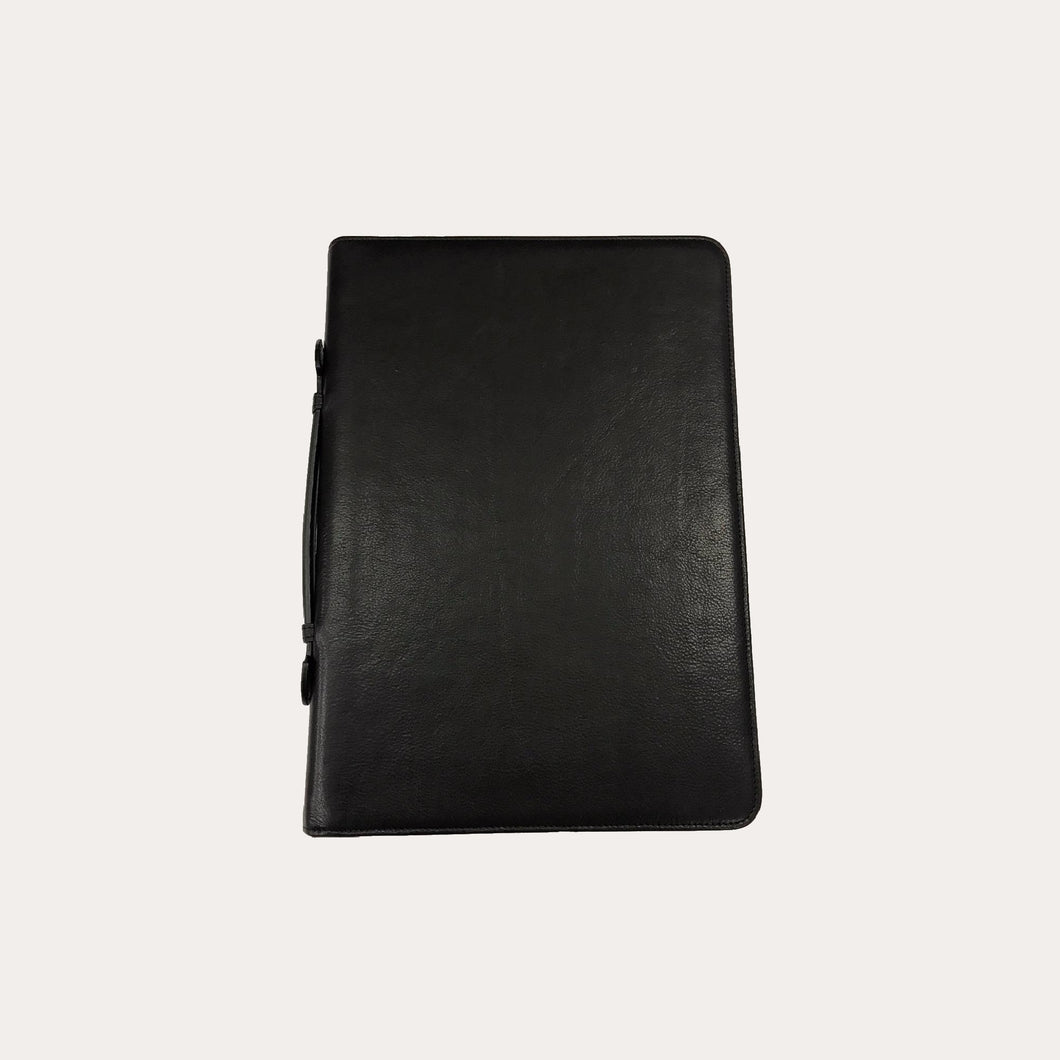Vacchetta Black Leather A4 Folio with Handle