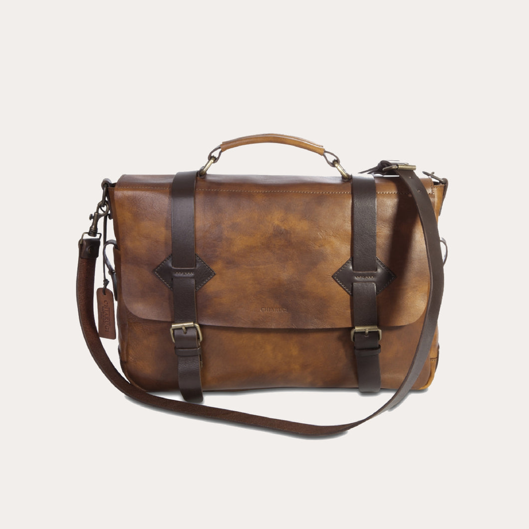 Chiarugi Brown Leather Laptop Briefcase