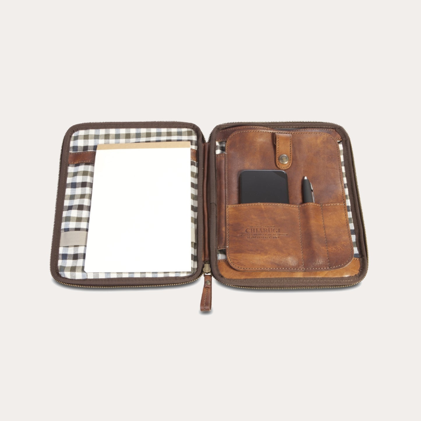 Chiarugi Brown Leather A5 Notes and Tablet Holder