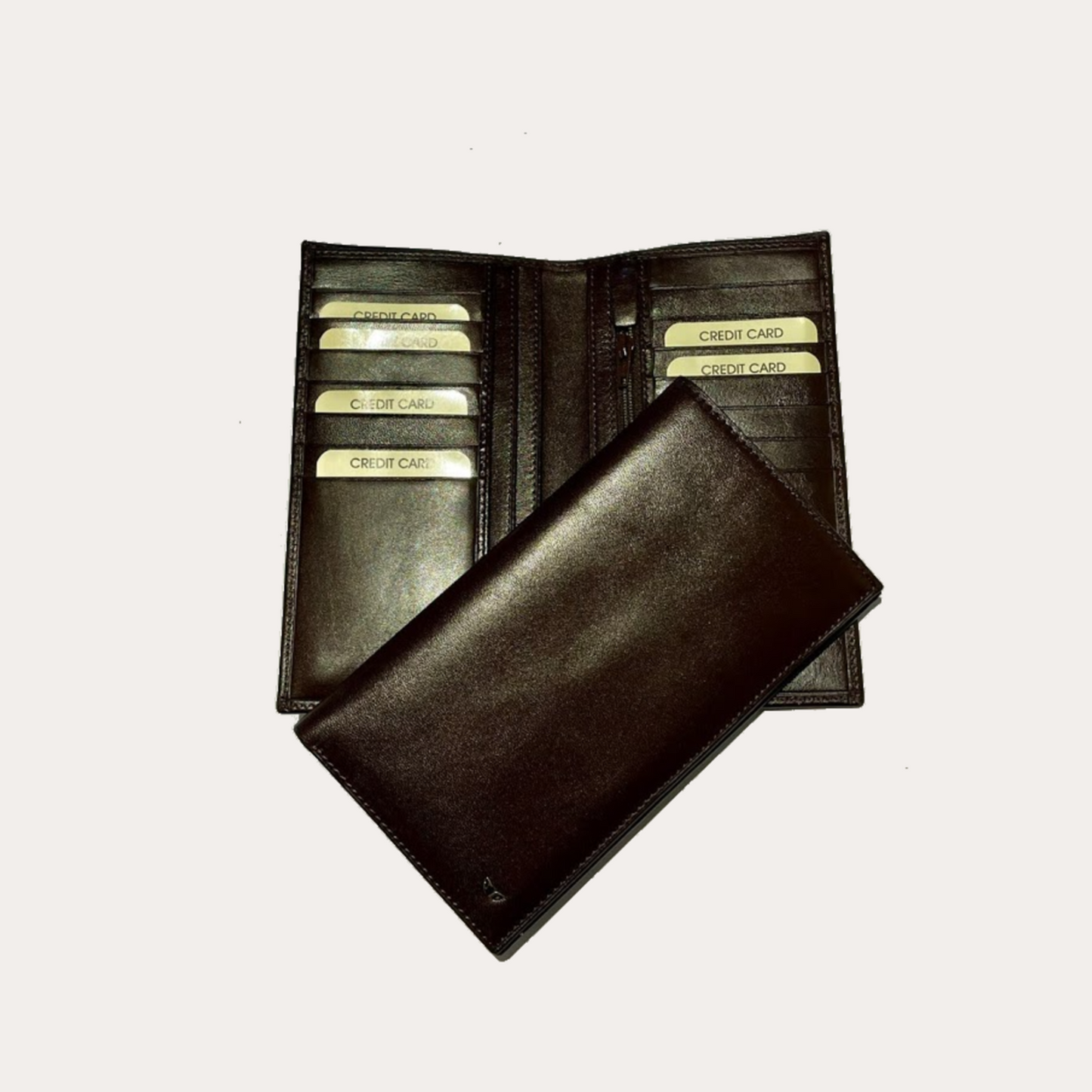 Brown Leather Wallet-14 Credit Card Sections