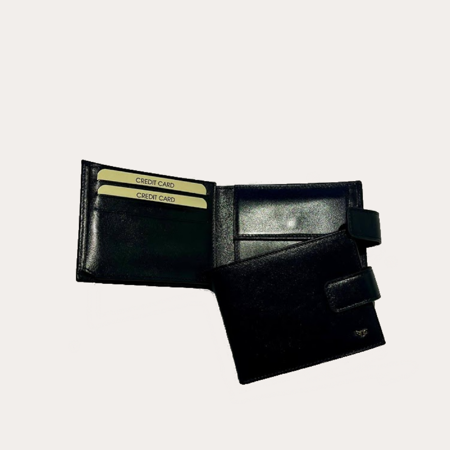 Navy Leather Wallet-3 Credit Card/Coin Section