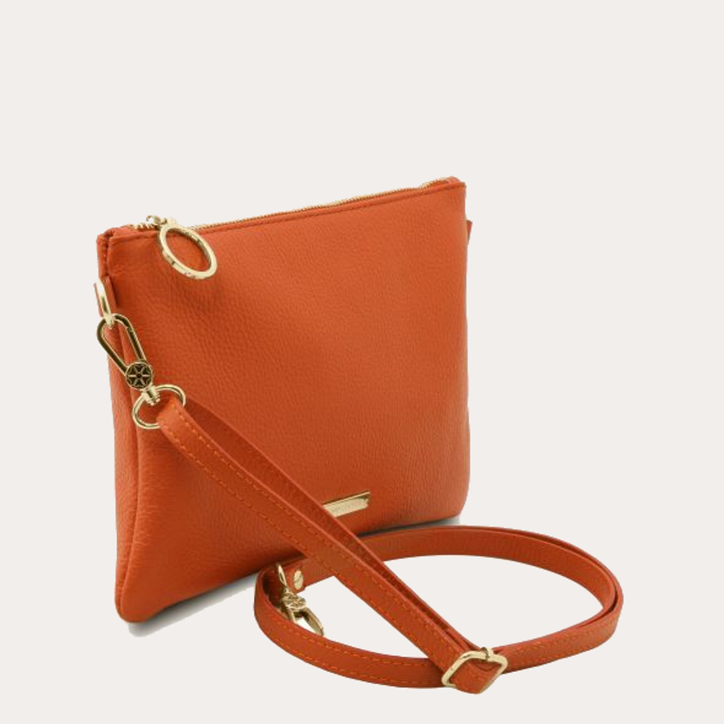 Tuscany Leather Soft Orange Leather Clutch/Crossbody Bag