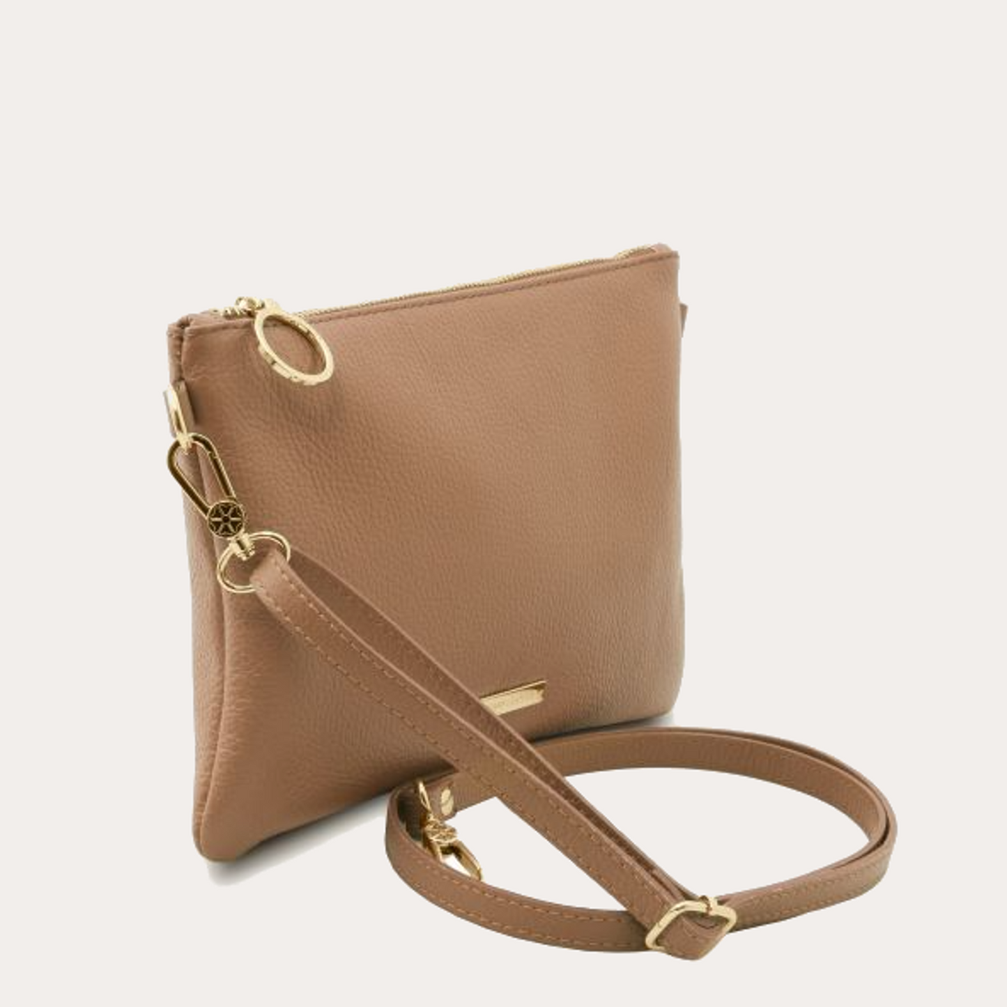 Tuscany Leather Soft Taupe Leather Clutch/Crossbody Bag