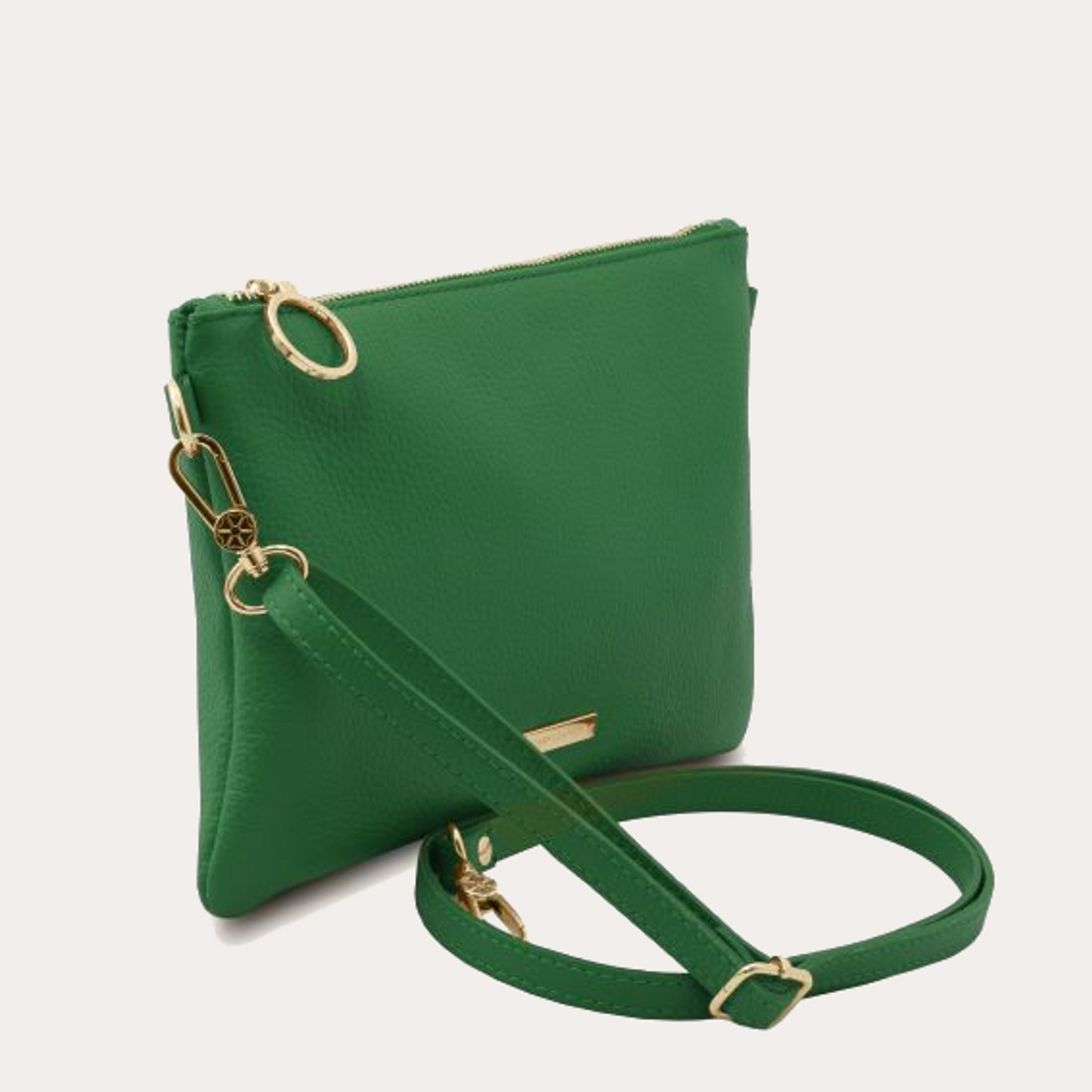 Tuscany Leather Soft Green Leather Clutch/Crossbody Bag