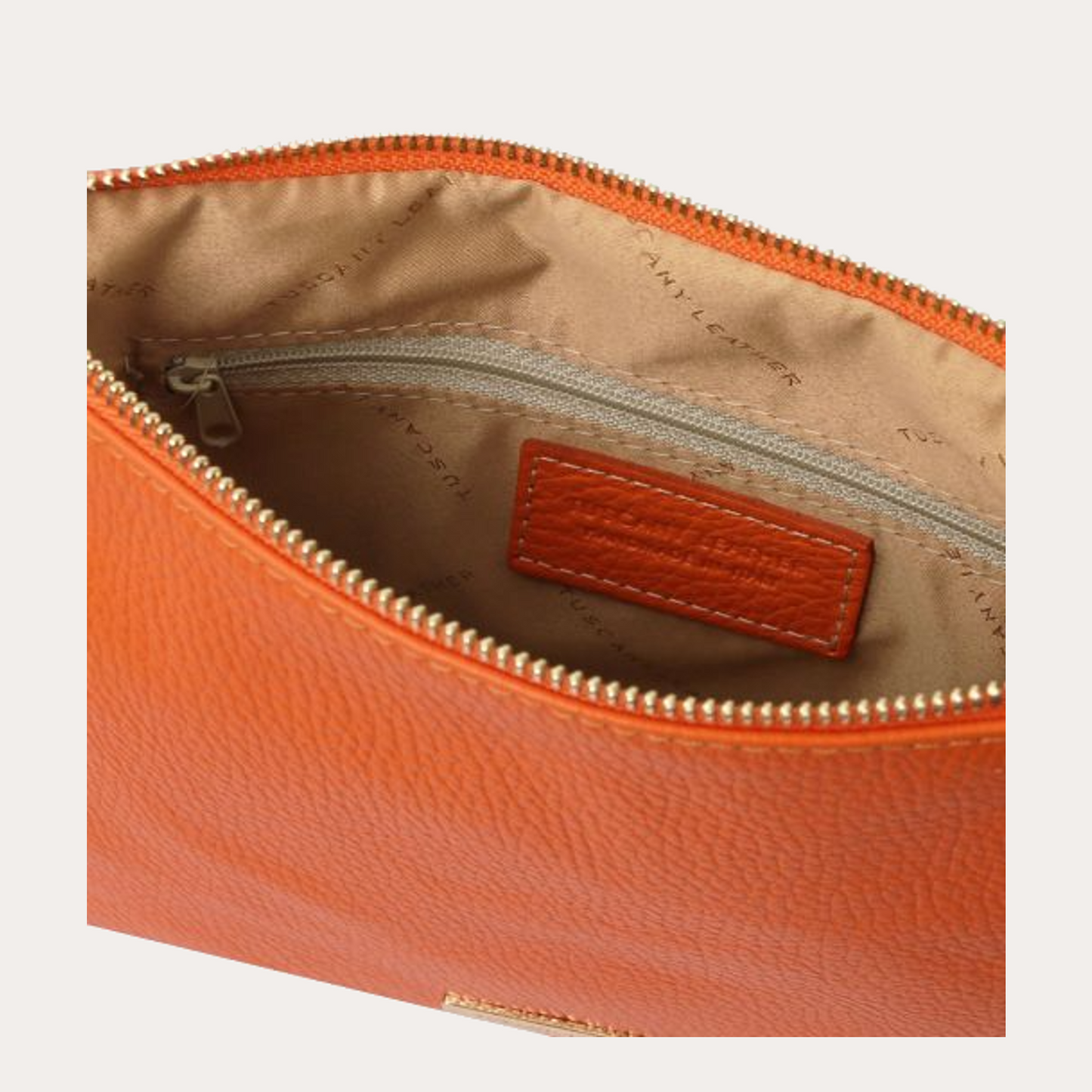 Tuscany Leather Soft Orange Leather Clutch/Crossbody Bag