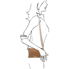 Load image into Gallery viewer, Tuscany Leather Soft Taupe Leather Clutch/Crossbody Bag
