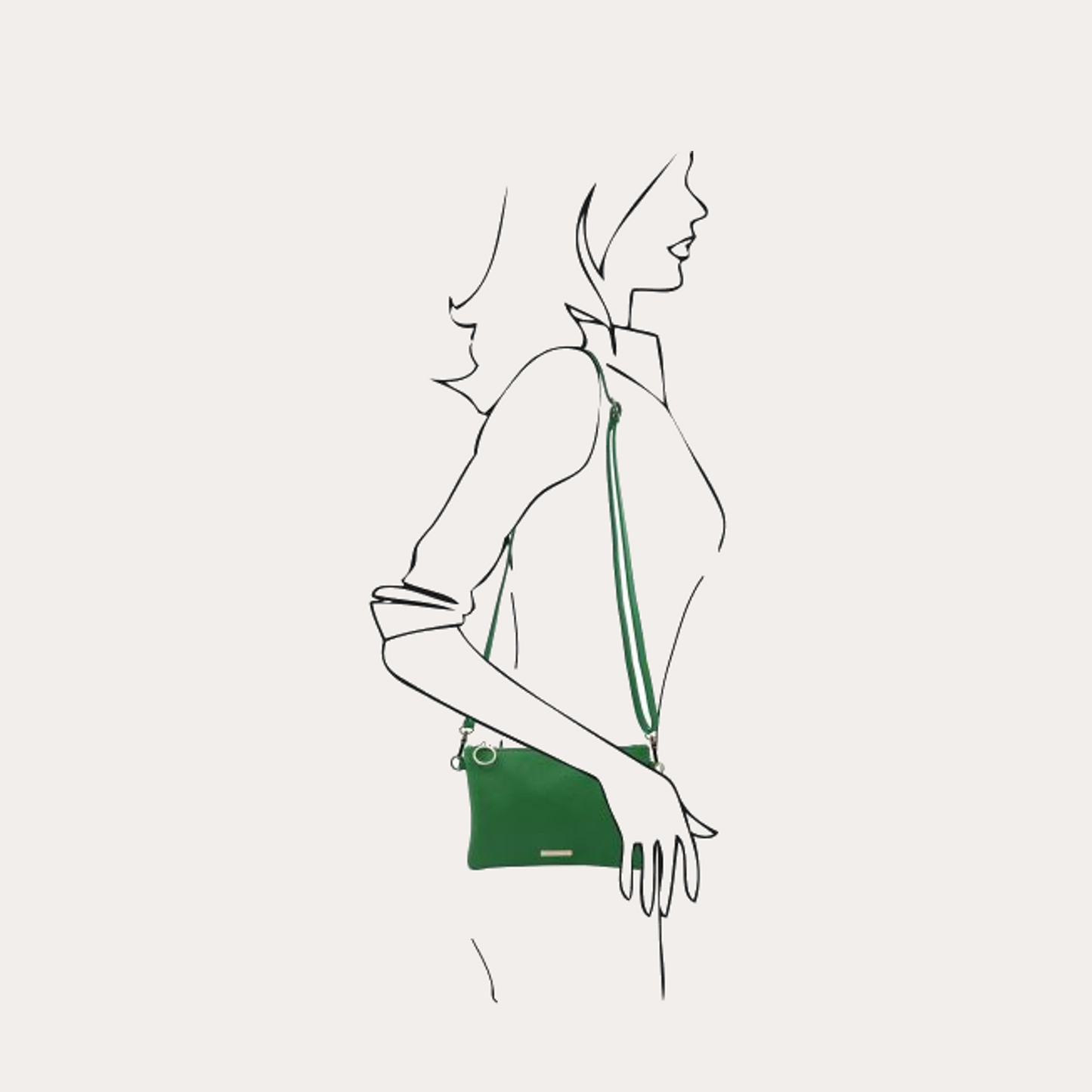 Tuscany Leather Soft Green Leather Clutch/Crossbody Bag