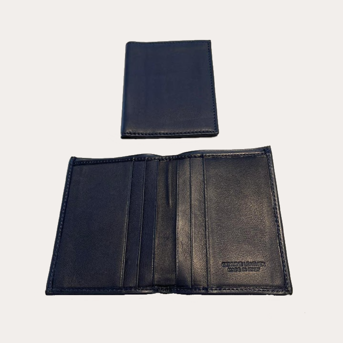 Navy Nappa Leather Credit Card Holder