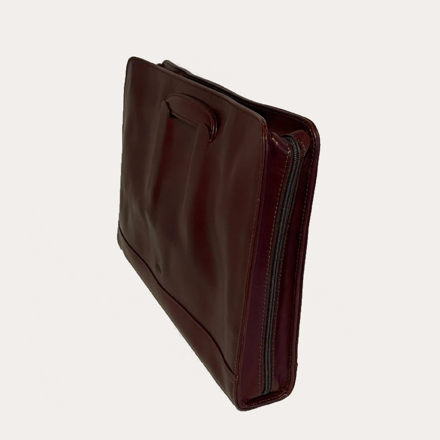 Maroon Leather Zip Top Briefcase