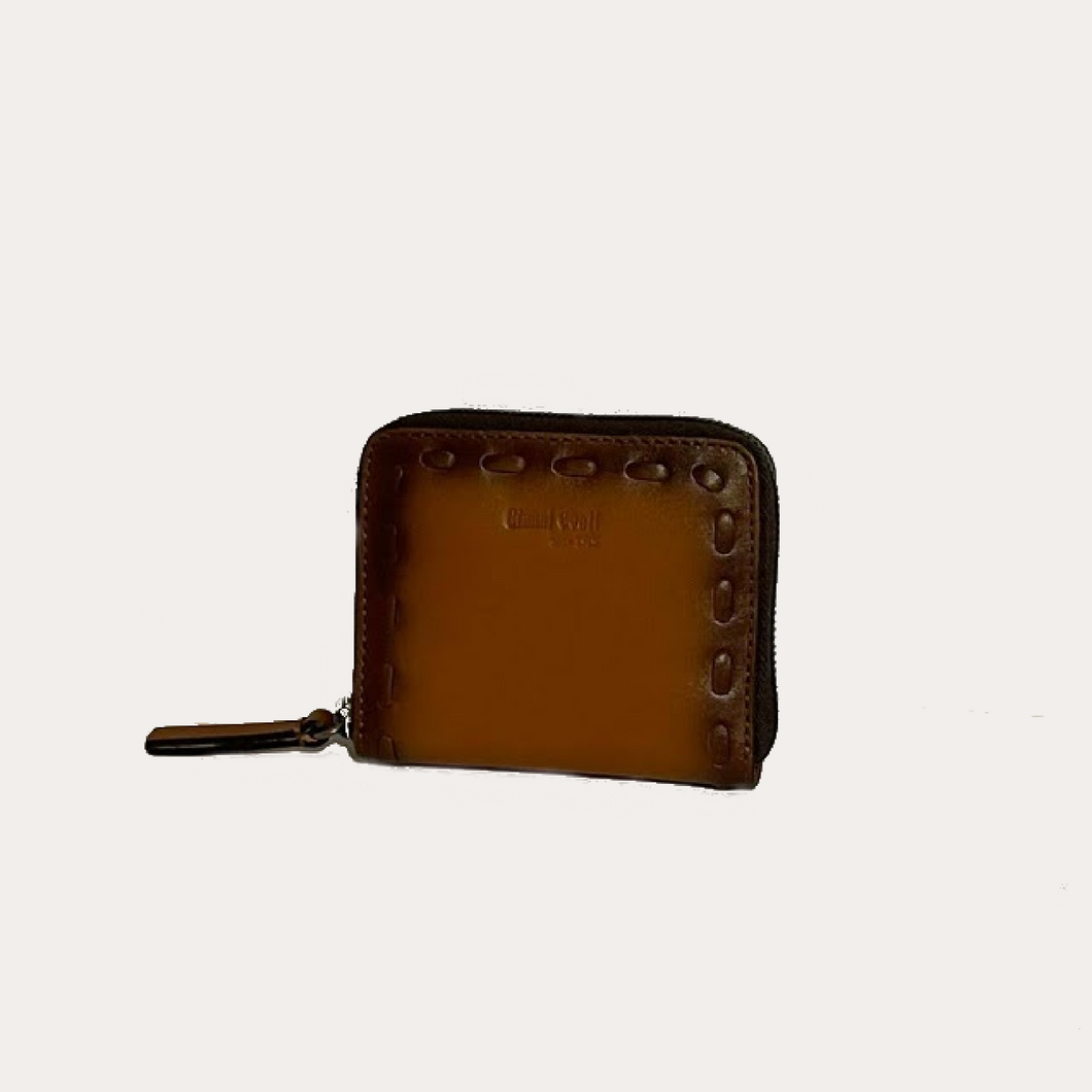 Gianni Conti Tan Vintage Leather Zip Around  Purse