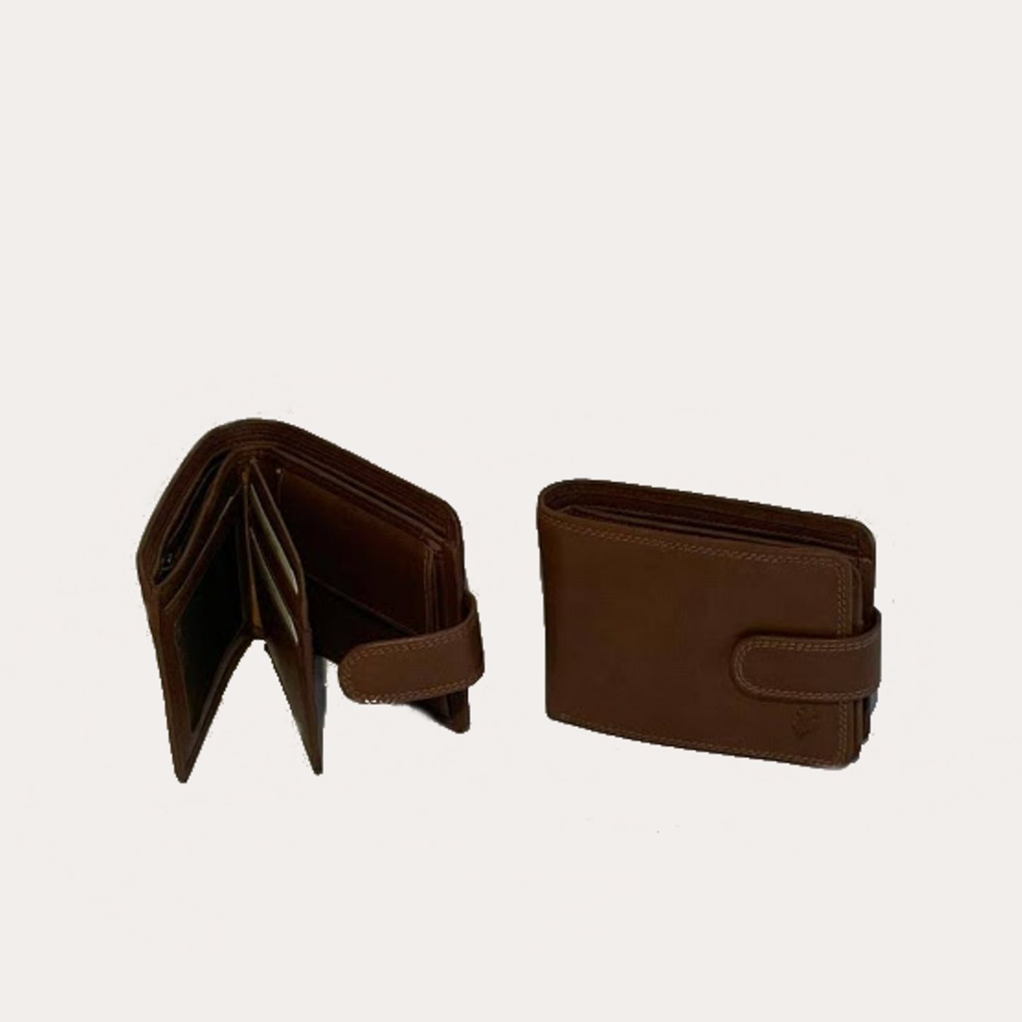 Tan Leather Wallet-7 Credit Card/Coin Section