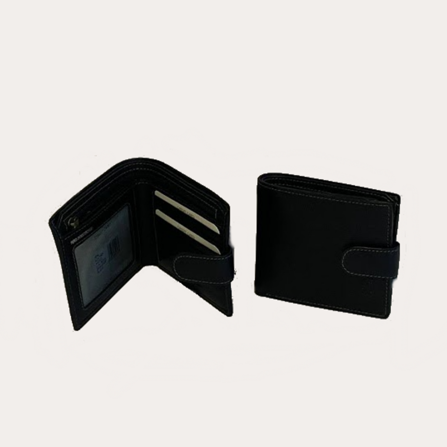 Black Leather Wallet-4 Credit Card Sections