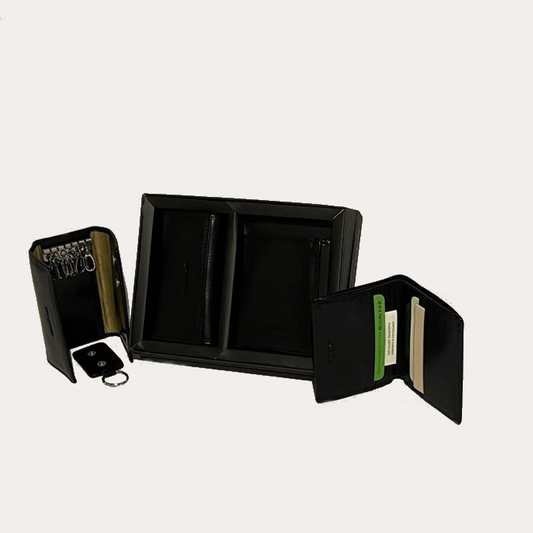 Gianni Conti Black Leather Wallet and Keyholder Gift Set