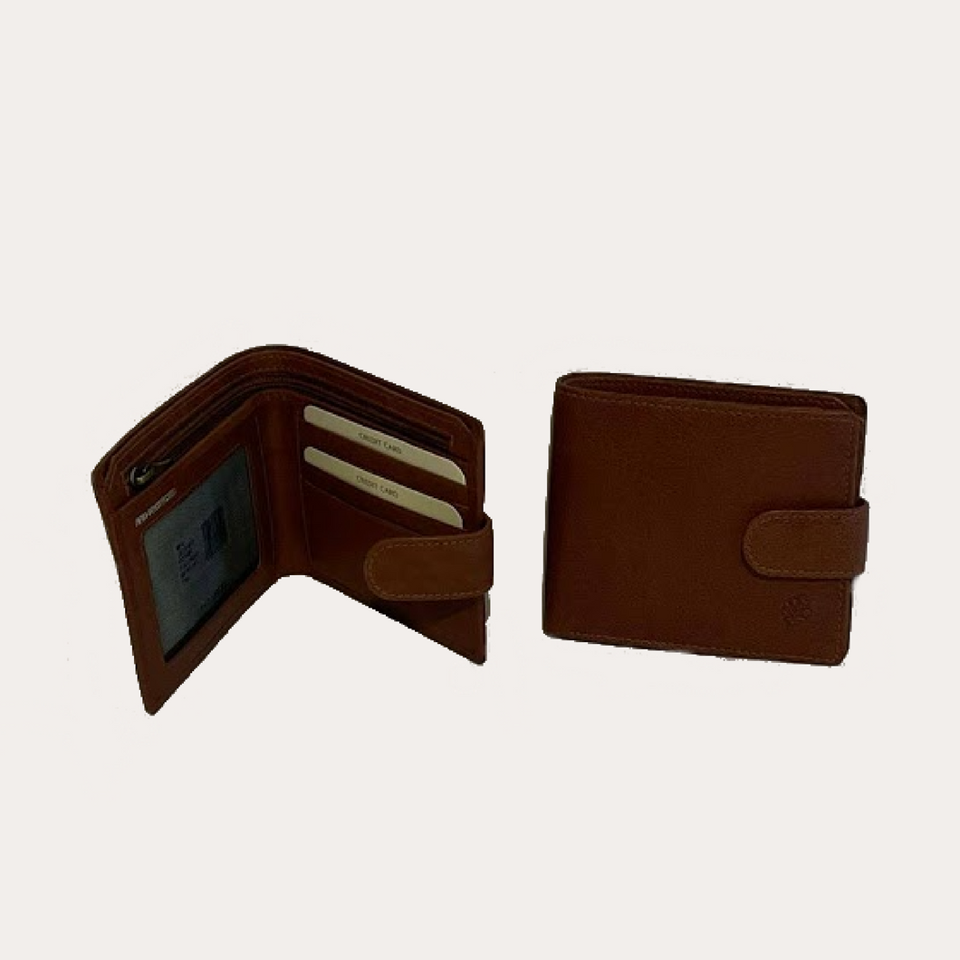 Tan Leather Wallet-4 Credit Card Sections