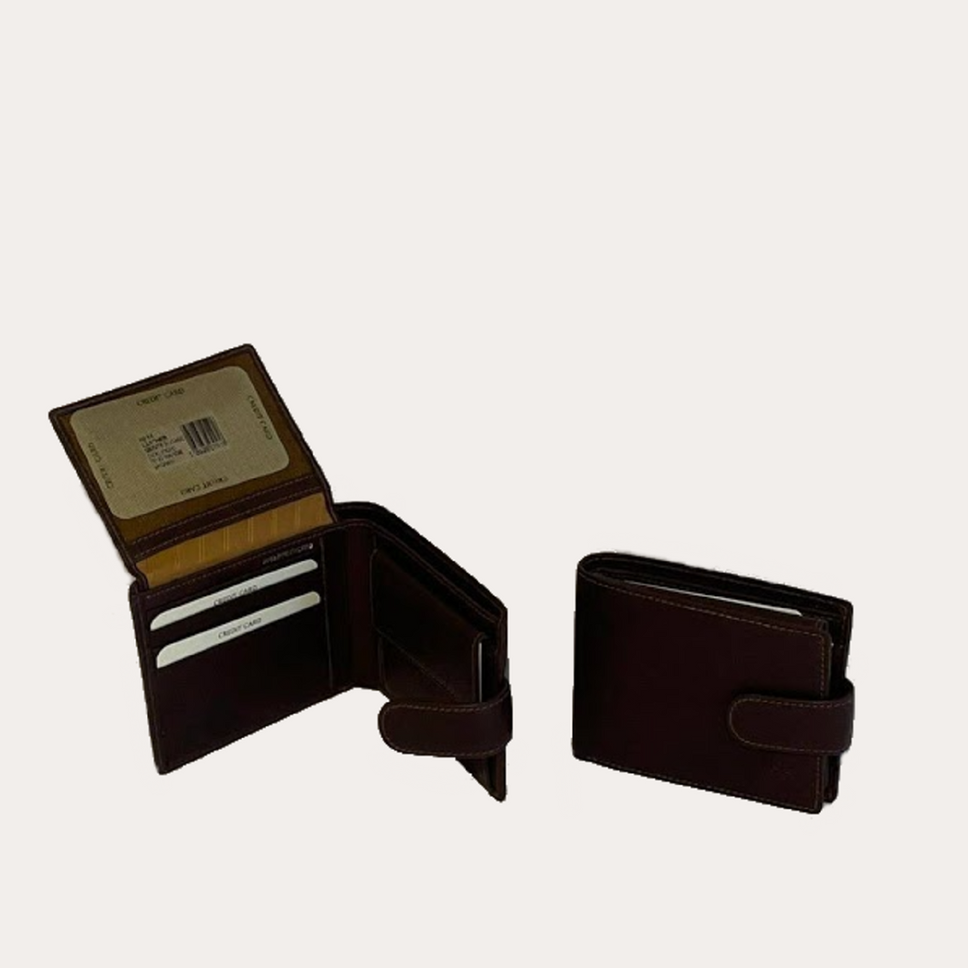 Brown Leather Wallet-8 Credit Card Sections/Coin section
