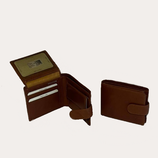 Tan Leather Wallet-8 Credit Card Sections/Coin section