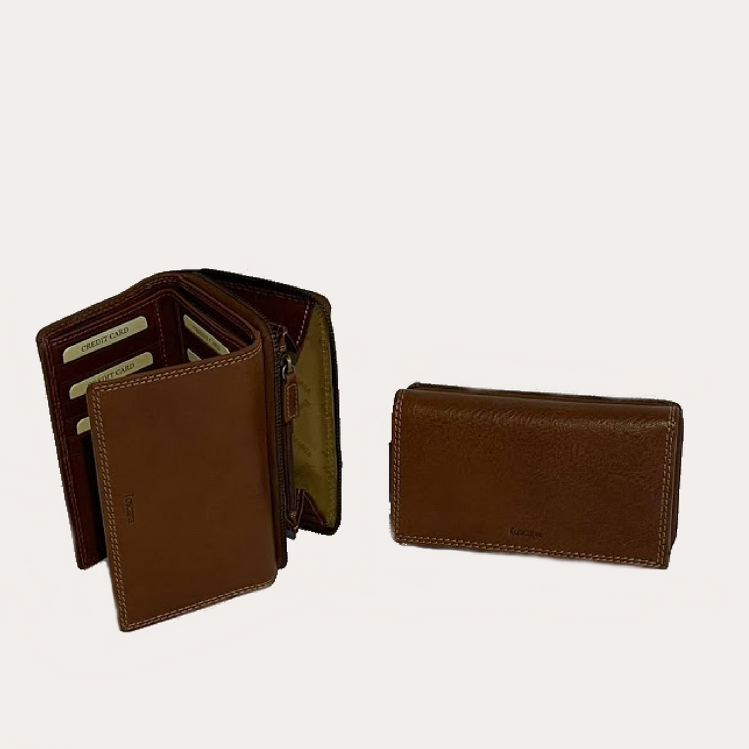 Tan Trifold Leather Purse