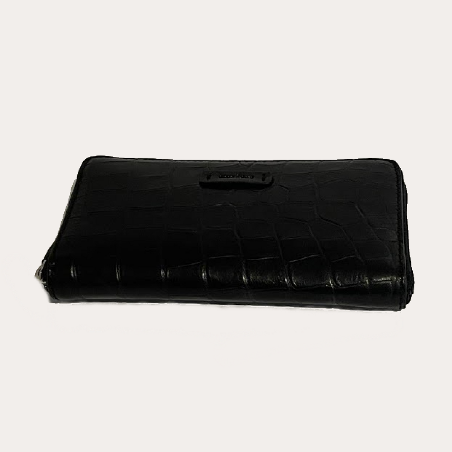 Gianni Conti Black  Printed Leather Zip Around  Purse