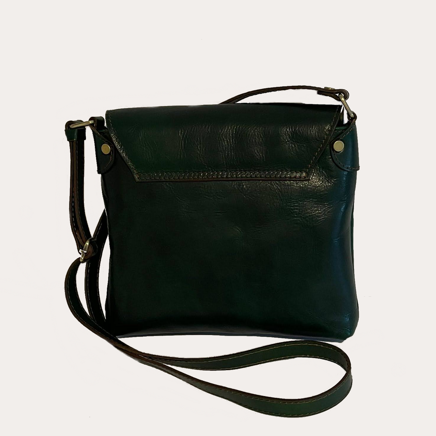 Green Leather Bag with Flap