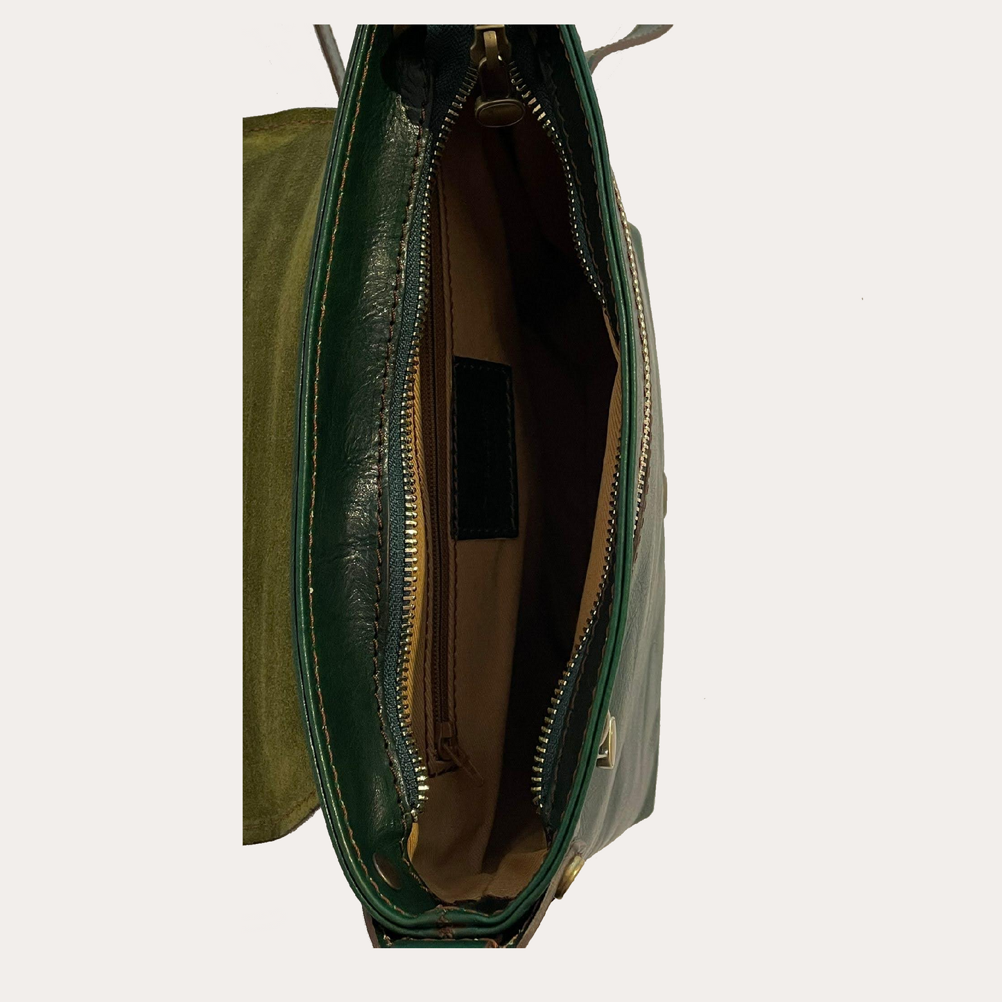 Green Leather Bag with Flap