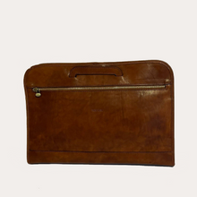 Load image into Gallery viewer, Brown Leather Portfolio with Push Handle
