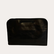 Load image into Gallery viewer, Black Leather Portfolio with Push Handle

