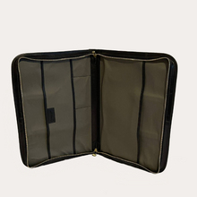 Load image into Gallery viewer, Black Leather Portfolio with Push Handle
