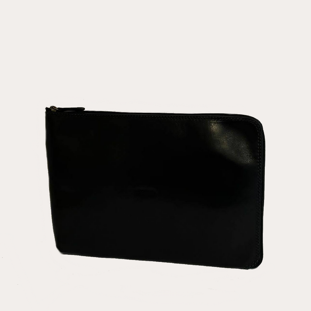 15'' Black Leather Document/Computer Sleeve