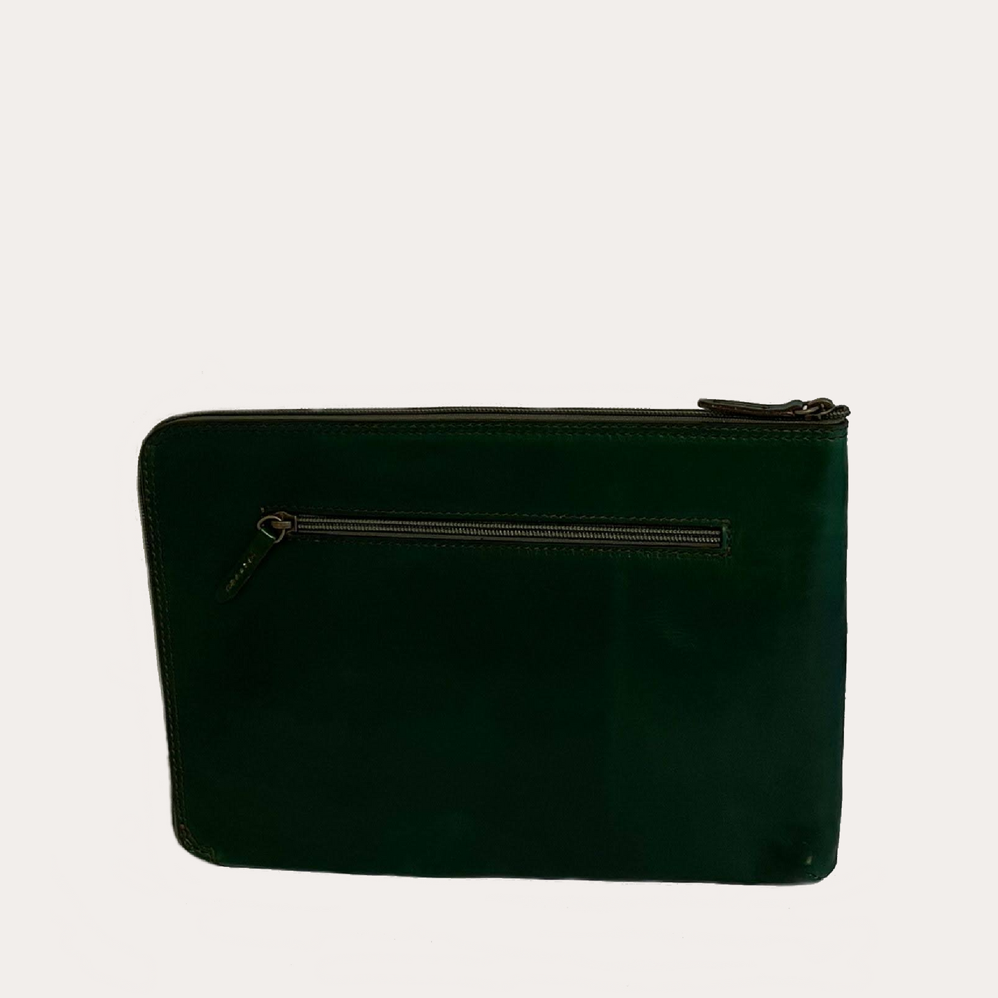 15'' Green Leather Document/Computer Sleeve