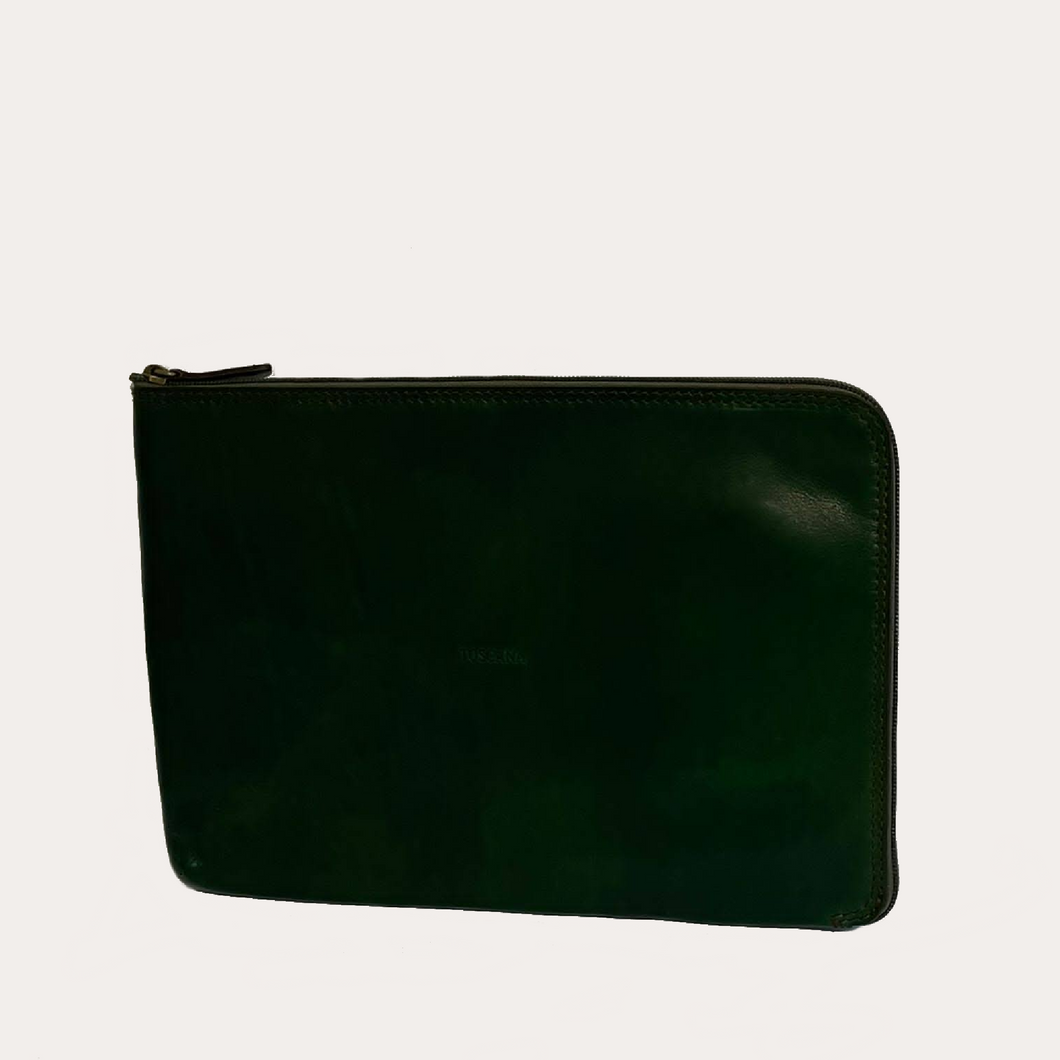 13'' Green Leather Document/Computer Sleeve