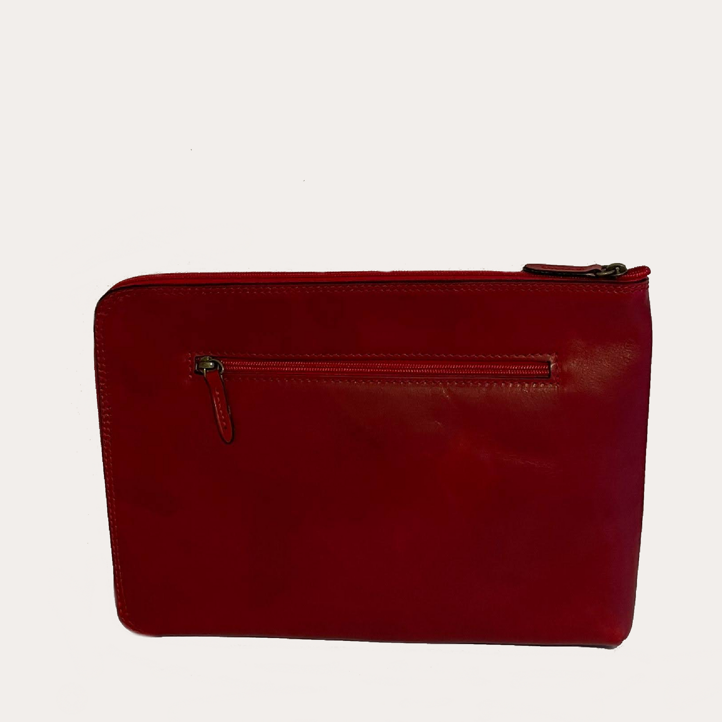 15'' Red Leather Document/Computer Sleeve
