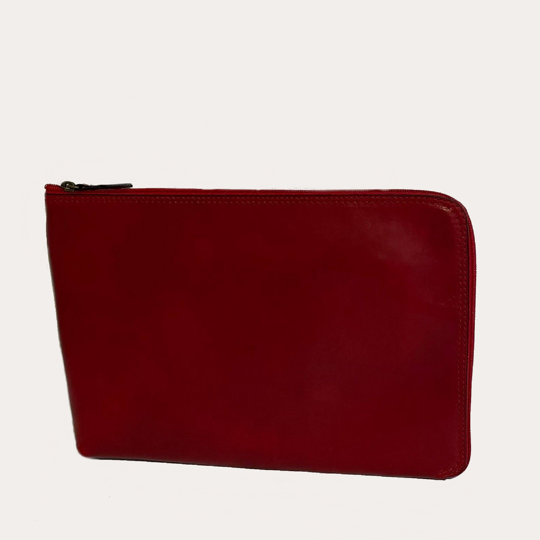 13'' Red Leather Document/Computer Sleeve