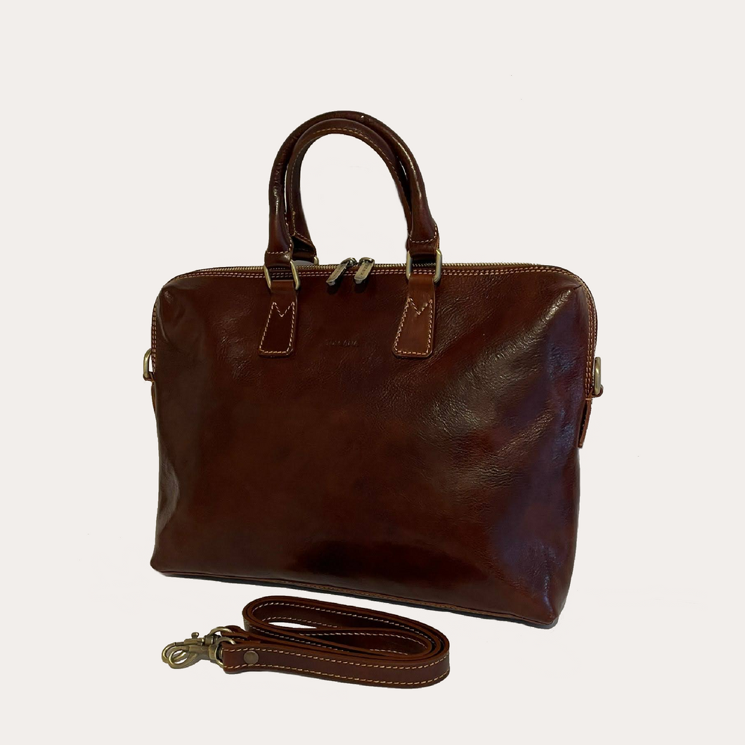 Brown Leather Zip Top Case