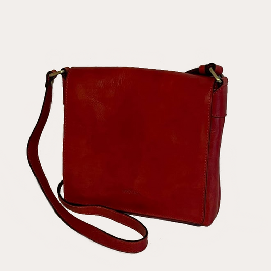 Red Leather Bag with Flap