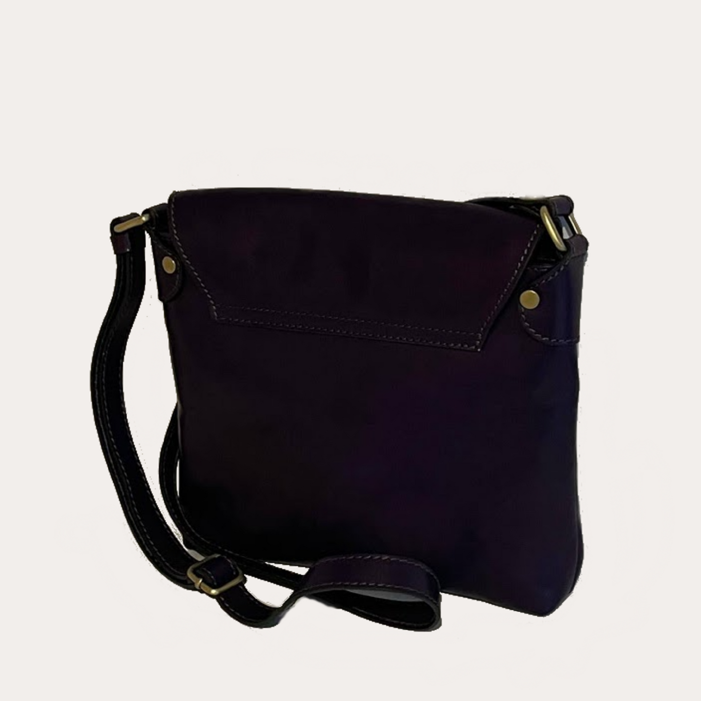 Purple Leather Bag with Flap