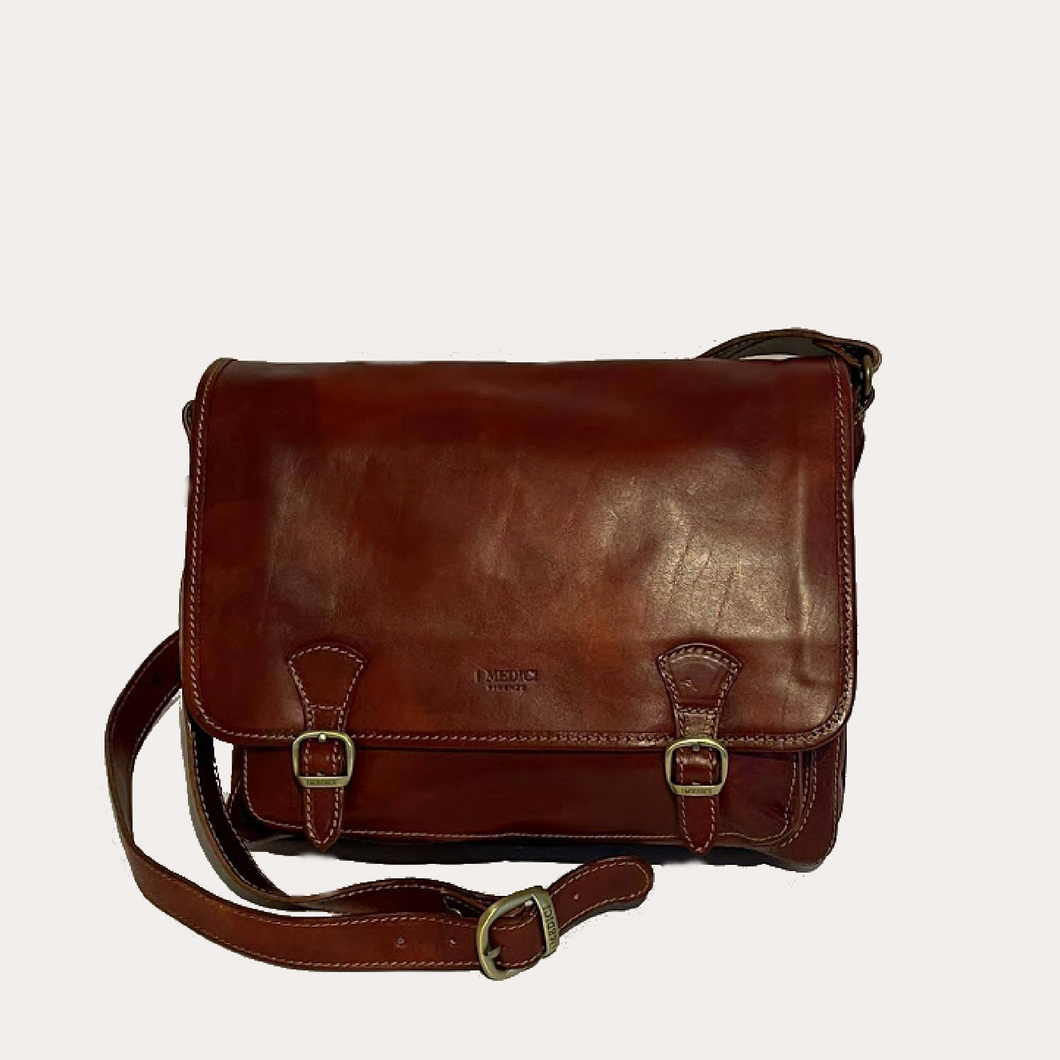 I Medici Maroon Leather Satchel