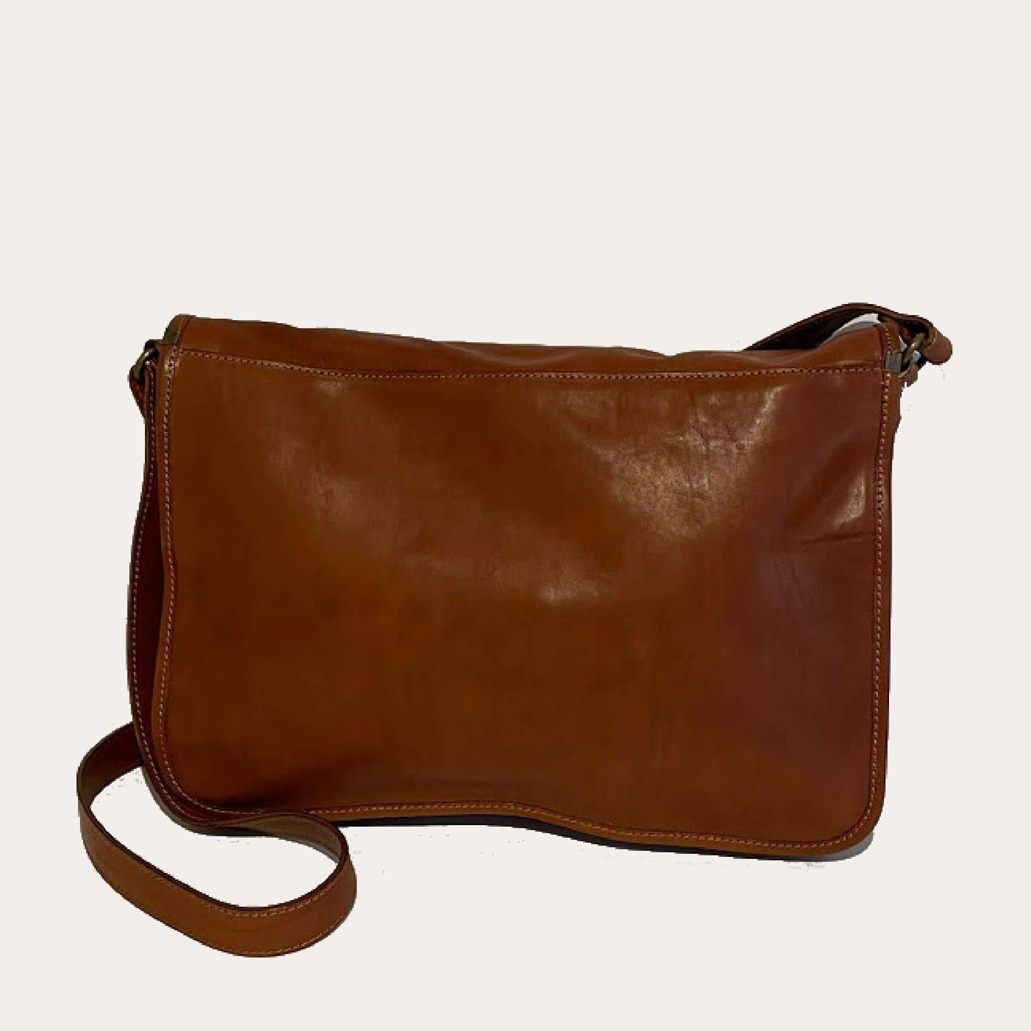 I Medici Brown Leather Messenger Bag Turquoise Leathers