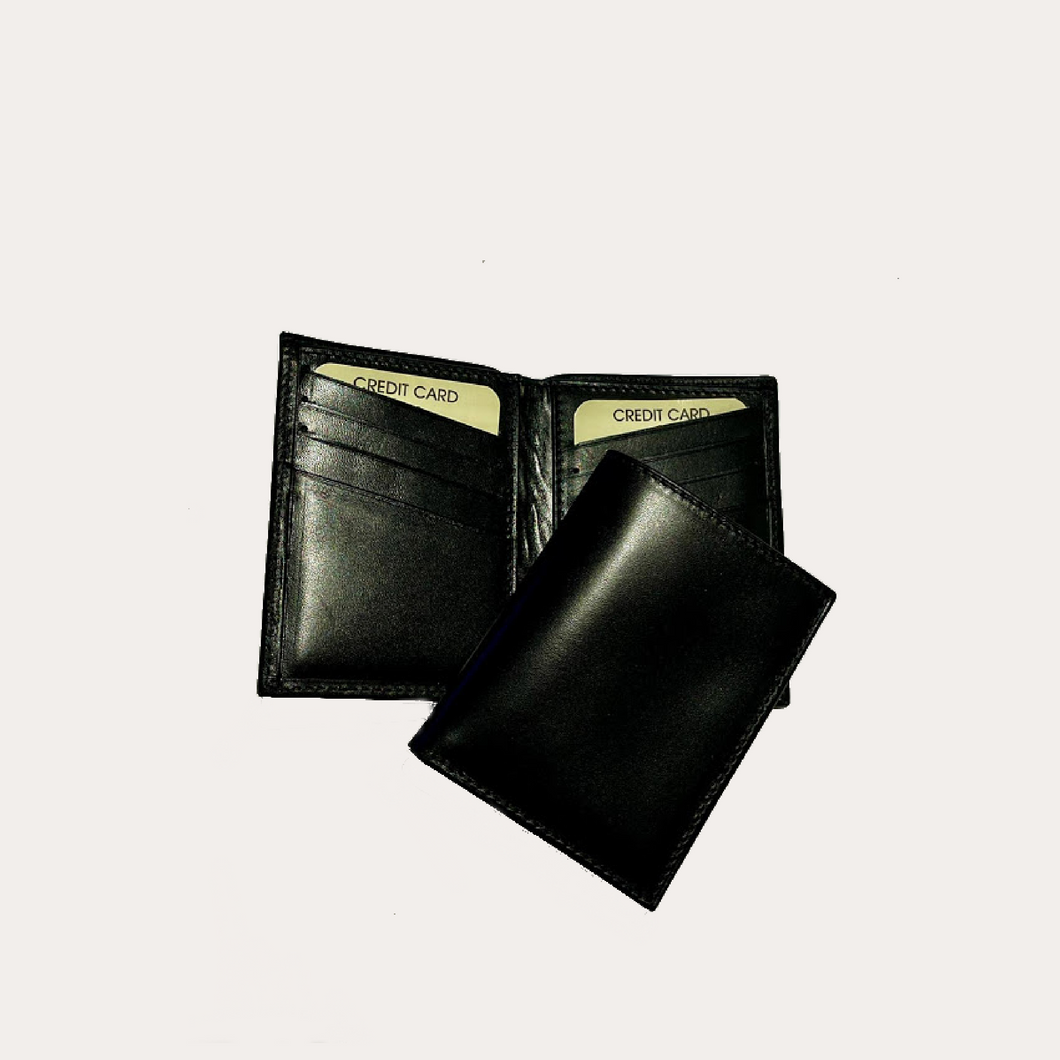Black Leather Wallet-8 Credit Card Sections