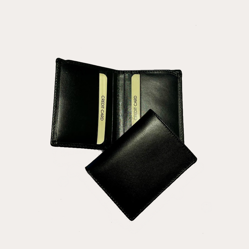Black Leather Wallet-6 Credit Card Sections